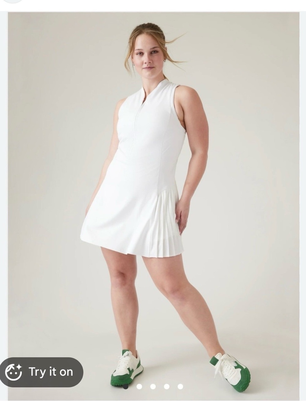 Athleta Advantage Dress White Mini Pleated Tennis Racerback Skort Mesh